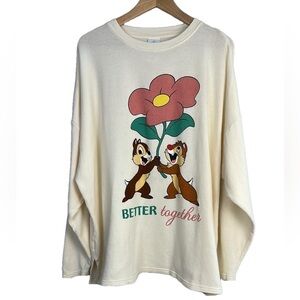 Disney Chip And Dale Better Together Thin Textured Pullover Cotton Top Size XL
